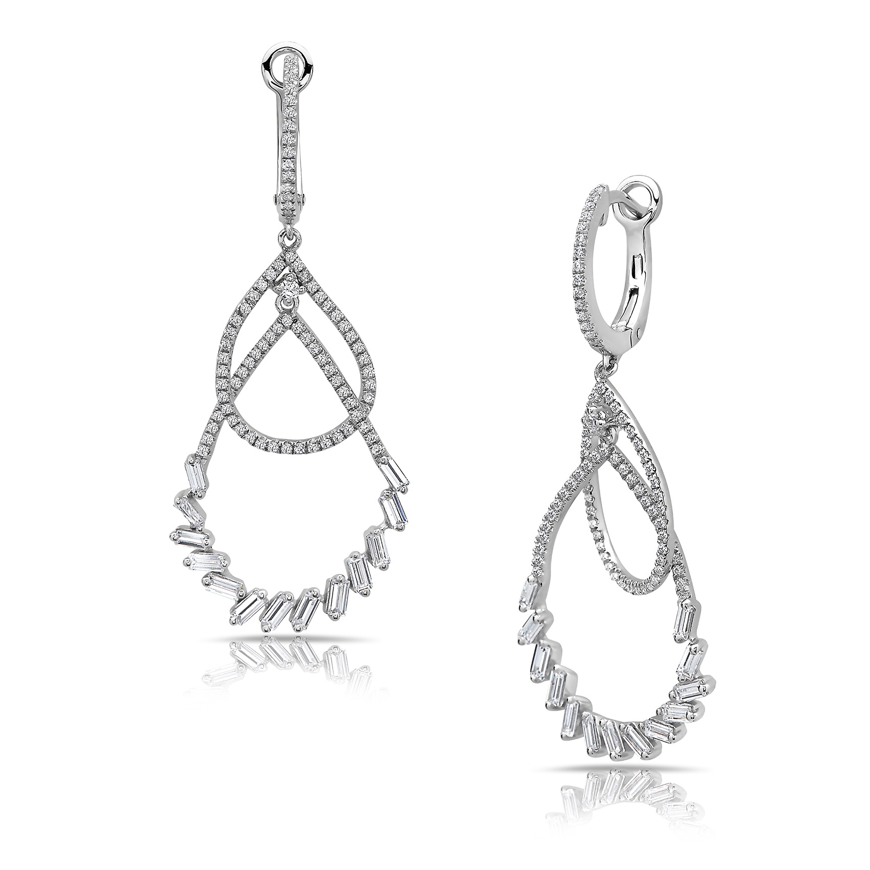 14k diamond sway drop earrings